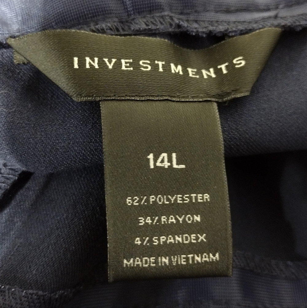 NWT Investments Easy Pullon Dress Pants Womens 14L Blue Office Career Minimalist - Picture 7 of 9